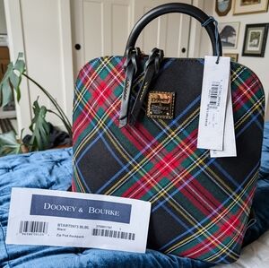 NWT Dooney and Bourke Tartan Black Zip Pod Backpack